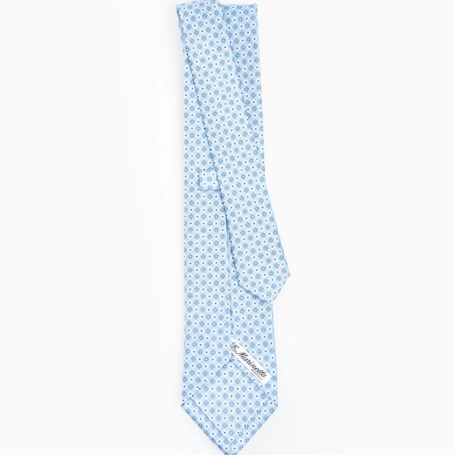 Light Blue Sartorial Classic Silk Tie - Small Flower Pattern