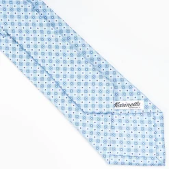 Light Blue Sartorial Classic Silk Tie - Small Flower Pattern