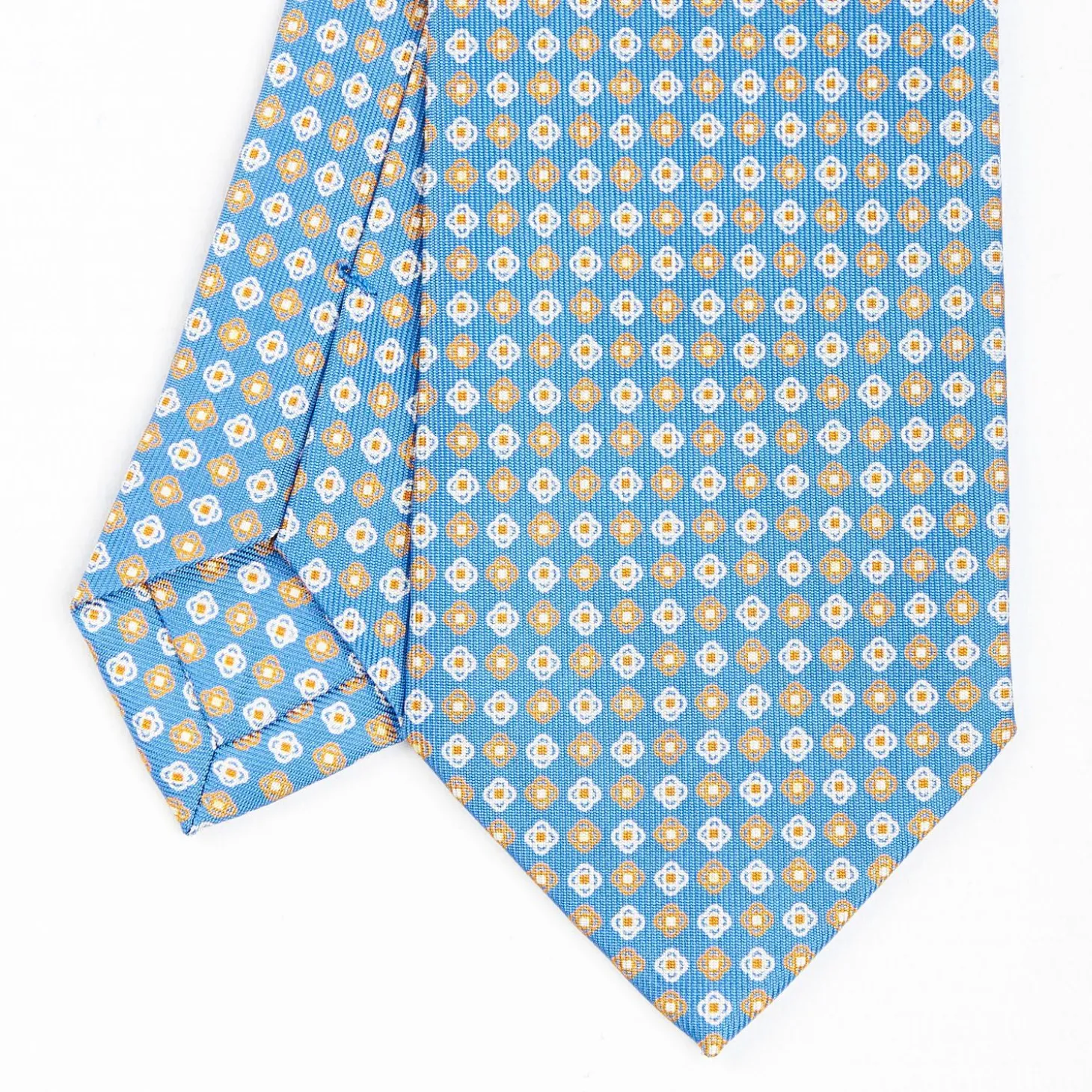 Light Blue Sartorial Classic Silk Tie - Small Flower Pattern