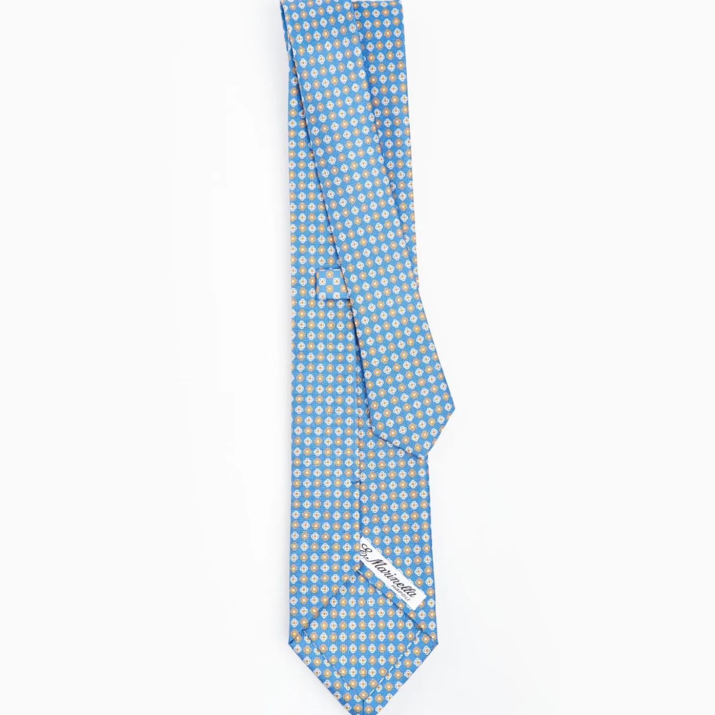 Light Blue Sartorial Classic Silk Tie - Small Flower Pattern