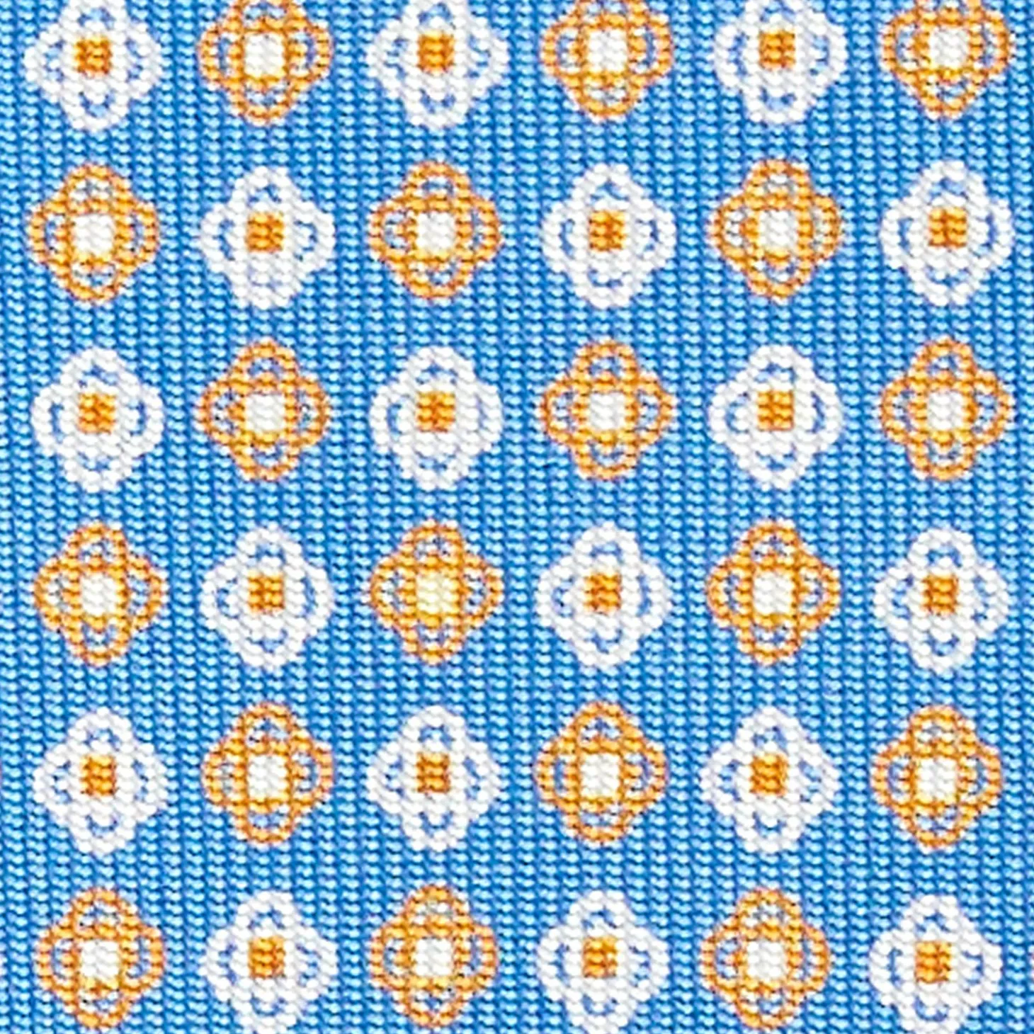 Light Blue Sartorial Classic Silk Tie - Small Flower Pattern