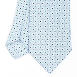 Light Blue Sartorial Classic Silk Tie - Small Flower Pattern
