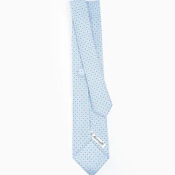 Light Blue Sartorial Classic Silk Tie - Small Flower Pattern
