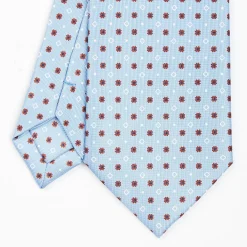 Light Blue Sartorial Classic Silk Tie - Small Flower Pattern