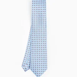 Light Blue Sartorial Classic Silk Tie - Small Flower Pattern