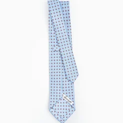 Light Blue Sartorial Classic Silk Tie - Small Flower Pattern