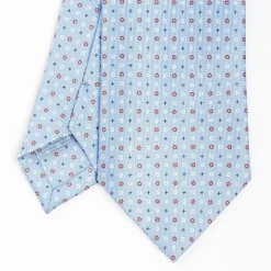 Light Blue Sartorial Classic Silk Tie - Small Flower Pattern
