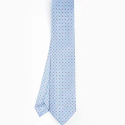 Light Blue Sartorial Classic Silk Tie - Small Flower Pattern