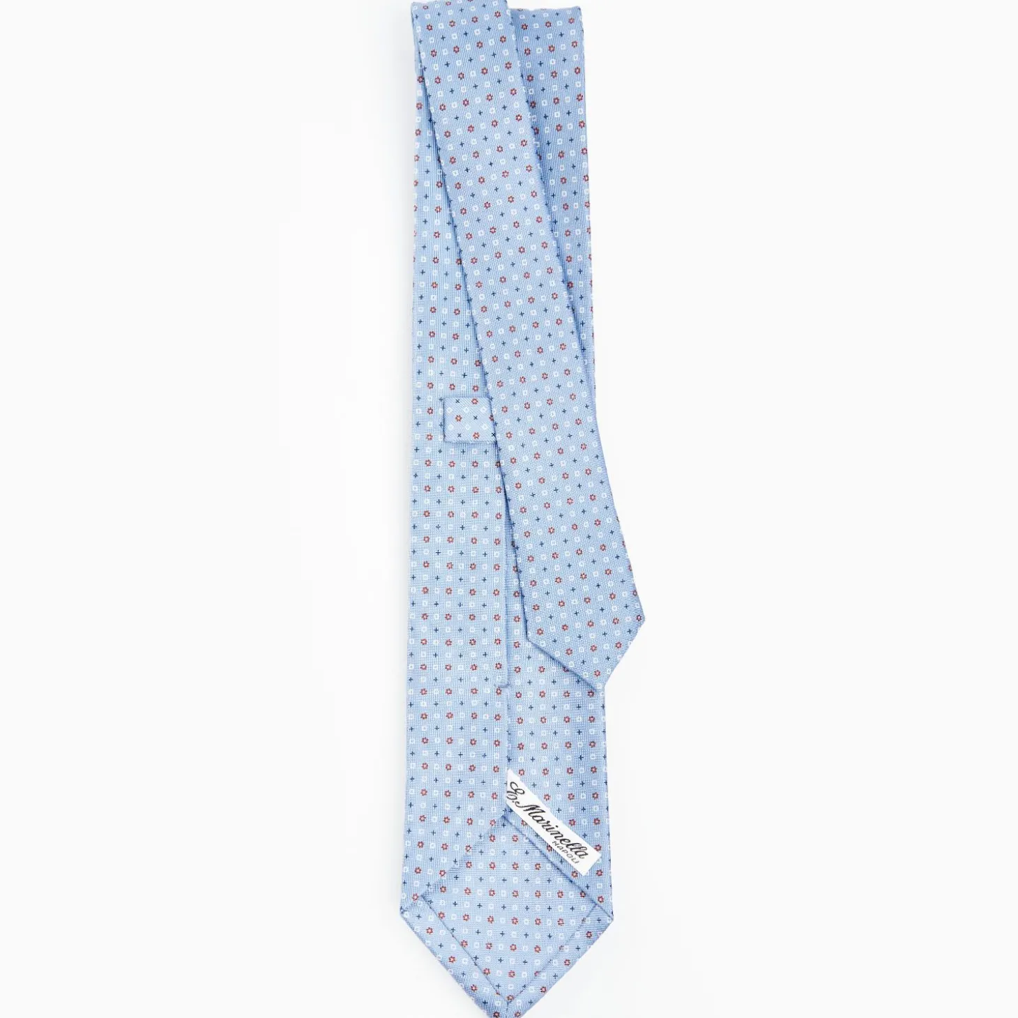 Light Blue Sartorial Classic Silk Tie - Small Flower Pattern