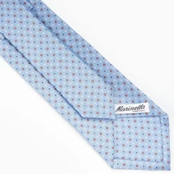 Light Blue Sartorial Classic Silk Tie - Small Flower Pattern