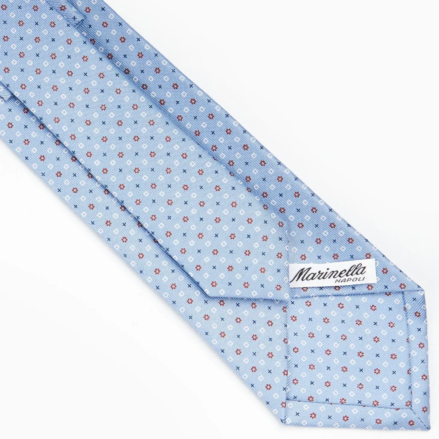 Light Blue Sartorial Classic Silk Tie - Small Flower Pattern
