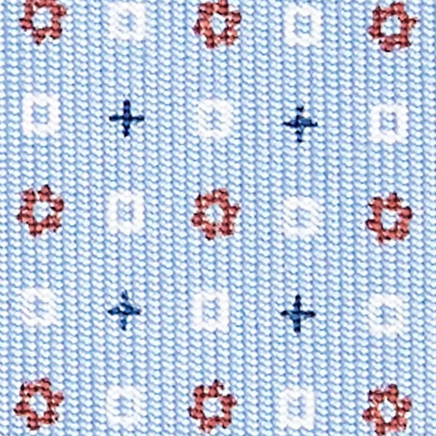 Light Blue Sartorial Classic Silk Tie - Small Flower Pattern