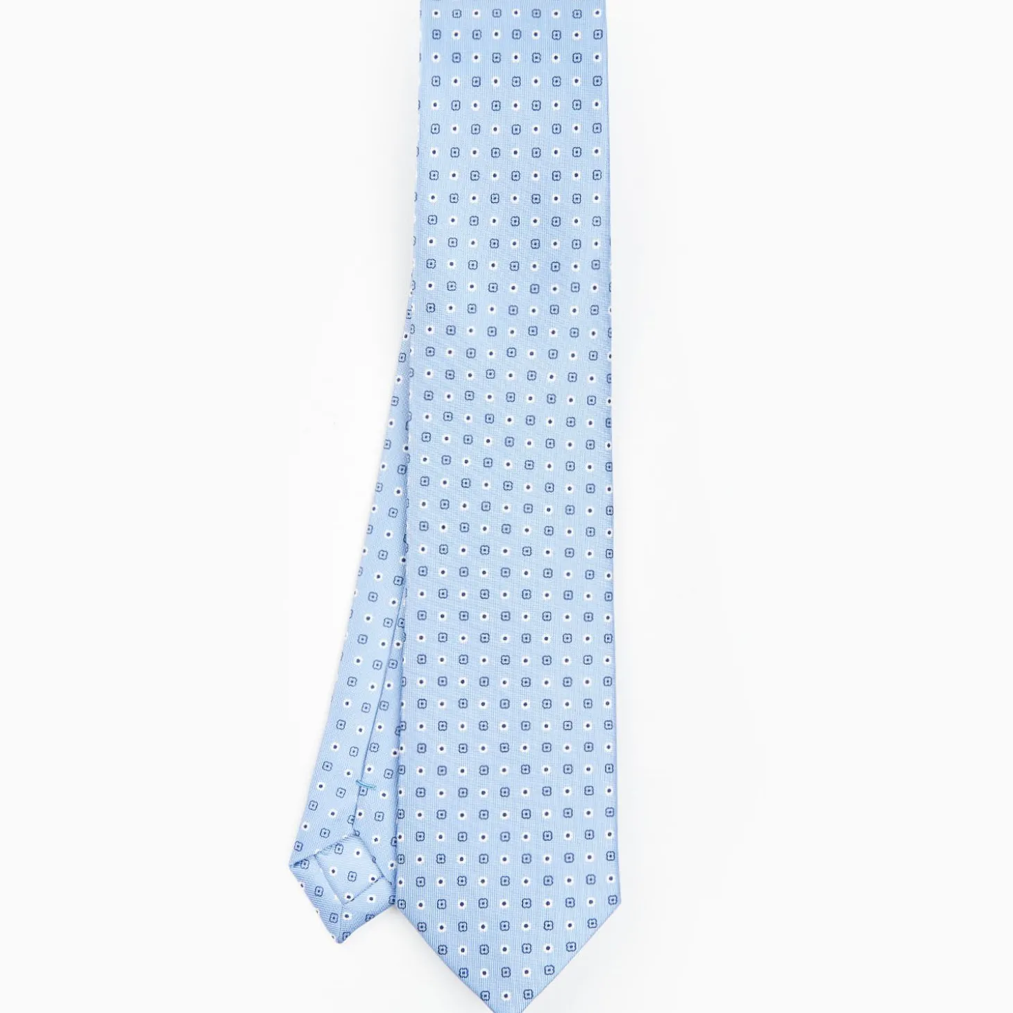 Light Blue Sartorial Classic Silk Tie - Small Flower Pattern