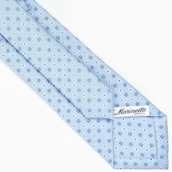Light Blue Sartorial Classic Silk Tie - Small Flower Pattern