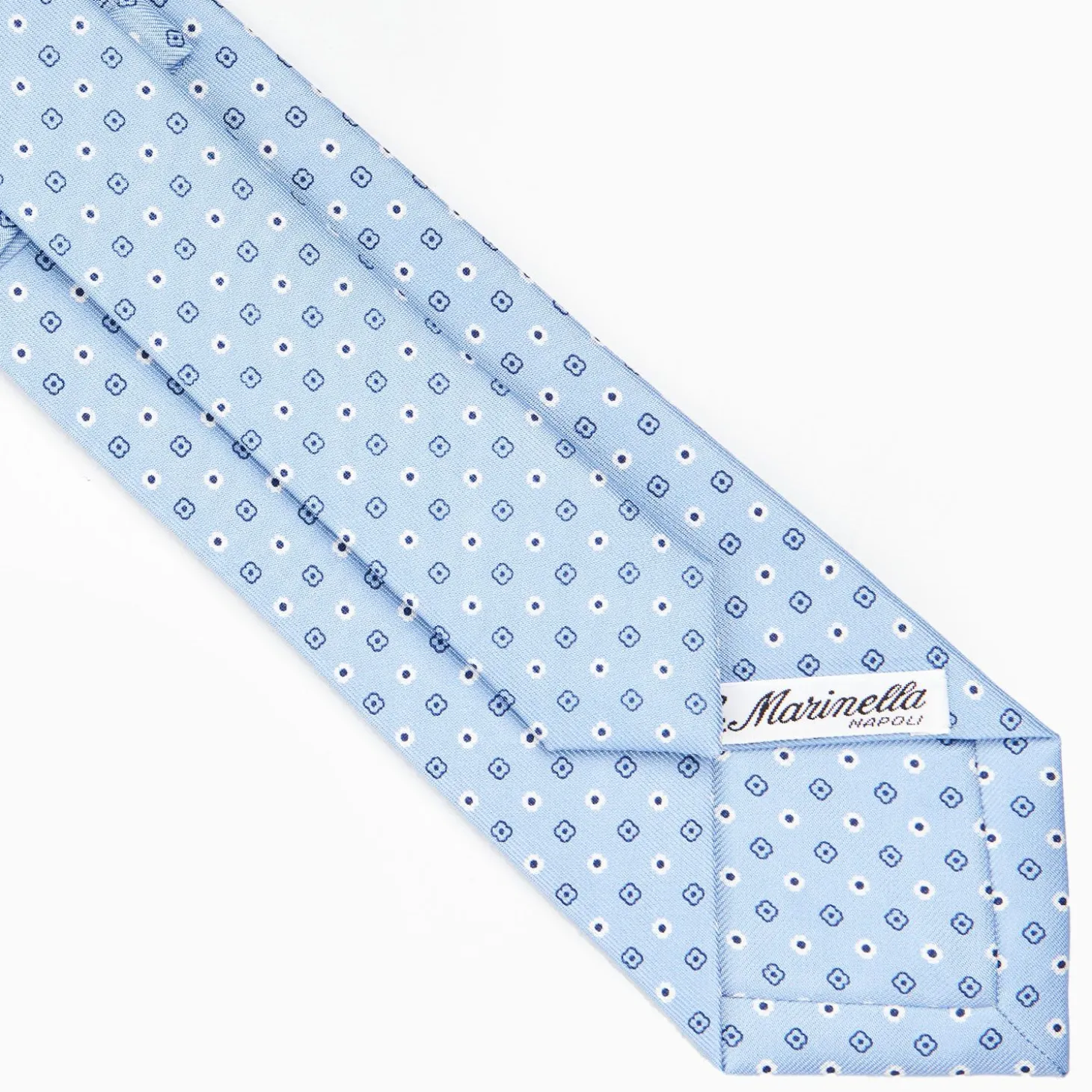 Light Blue Sartorial Classic Silk Tie - Small Flower Pattern