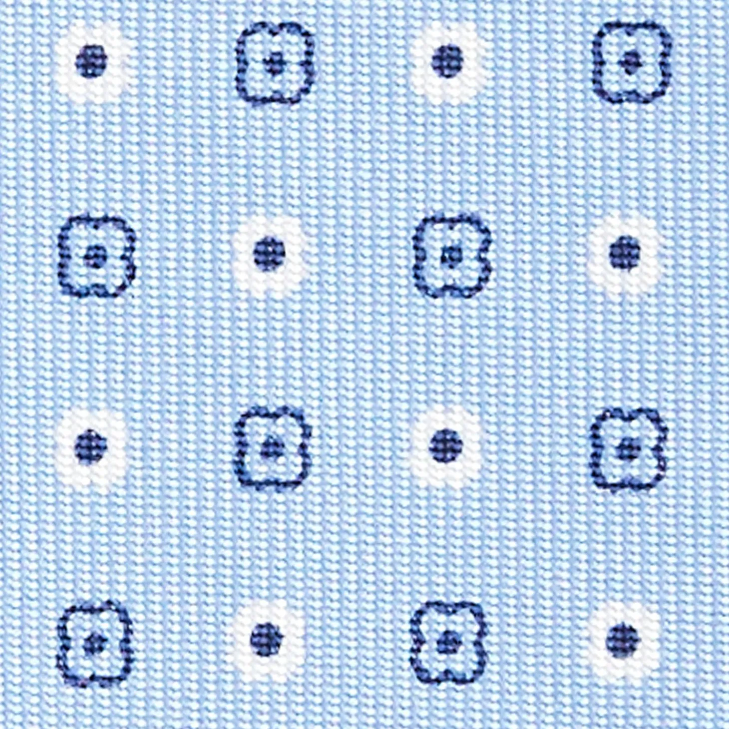 Light Blue Sartorial Classic Silk Tie - Small Flower Pattern