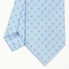 Light Blue Sartorial Classic Silk Tie - Small Flower Pattern