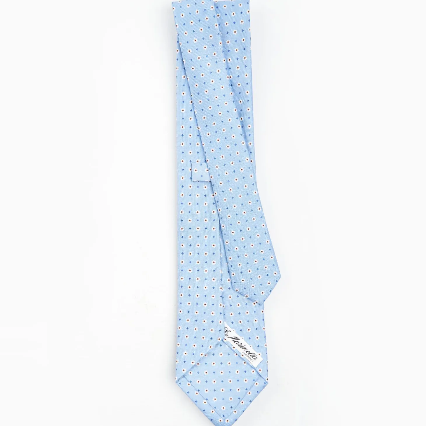 Light Blue Sartorial Classic Silk Tie - Small Flower Pattern
