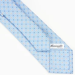 Light Blue Sartorial Classic Silk Tie - Small Flower Pattern