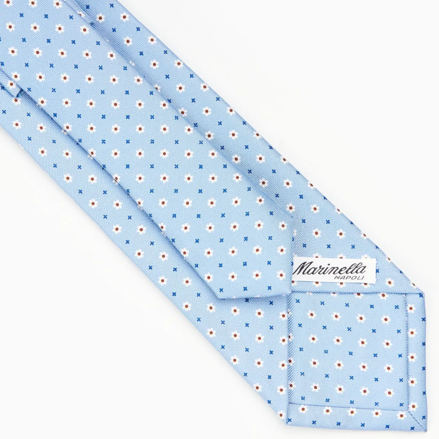 Light Blue Sartorial Classic Silk Tie - Small Flower Pattern
