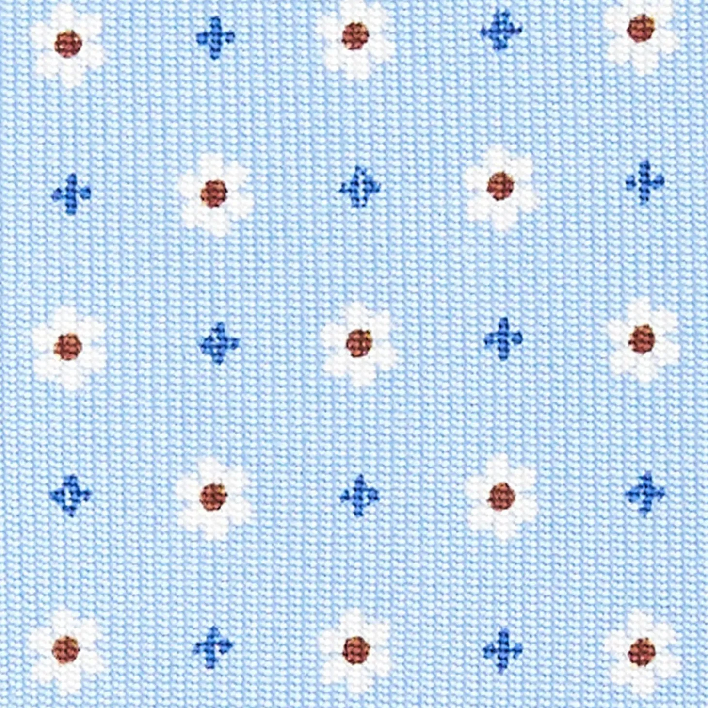 Light Blue Sartorial Classic Silk Tie - Small Flower Pattern