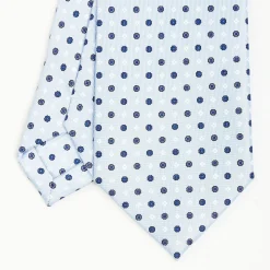 Light Blue Sartorial Classic Silk Tie - Small Flower Pattern
