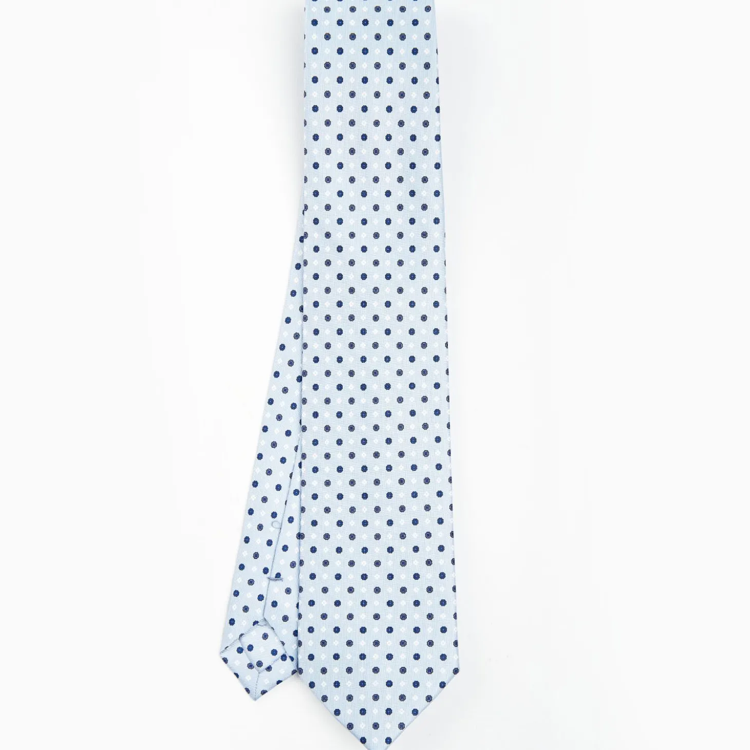 Light Blue Sartorial Classic Silk Tie - Small Flower Pattern