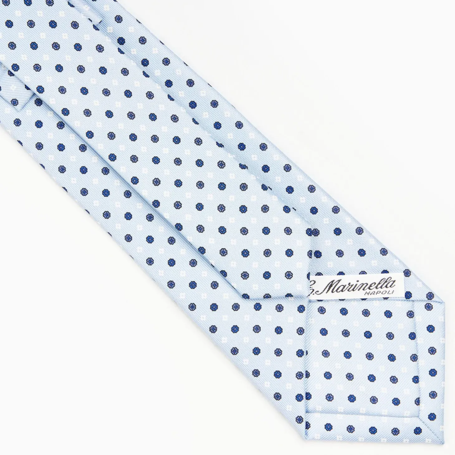 Light Blue Sartorial Classic Silk Tie - Small Flower Pattern