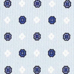 Light Blue Sartorial Classic Silk Tie - Small Flower Pattern
