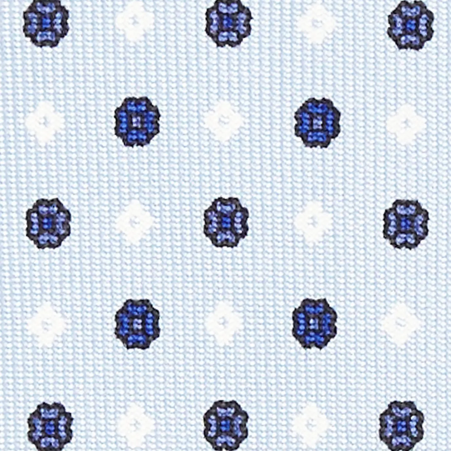 Light Blue Sartorial Classic Silk Tie - Small Flower Pattern
