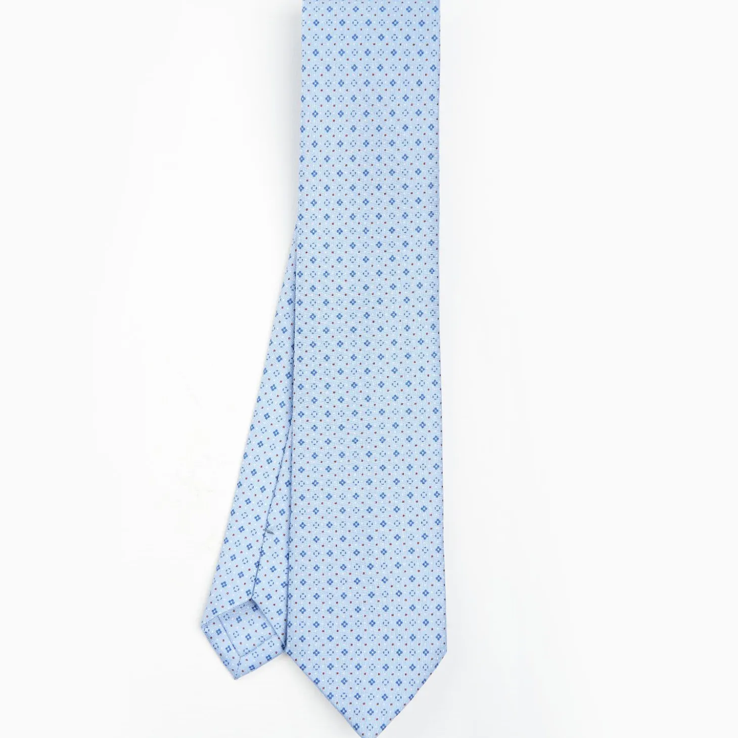 Light Blue Sartorial Classic Silk Tie - Small Flower Pattern