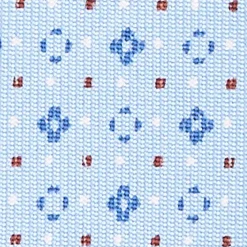 Light Blue Sartorial Classic Silk Tie - Small Flower Pattern