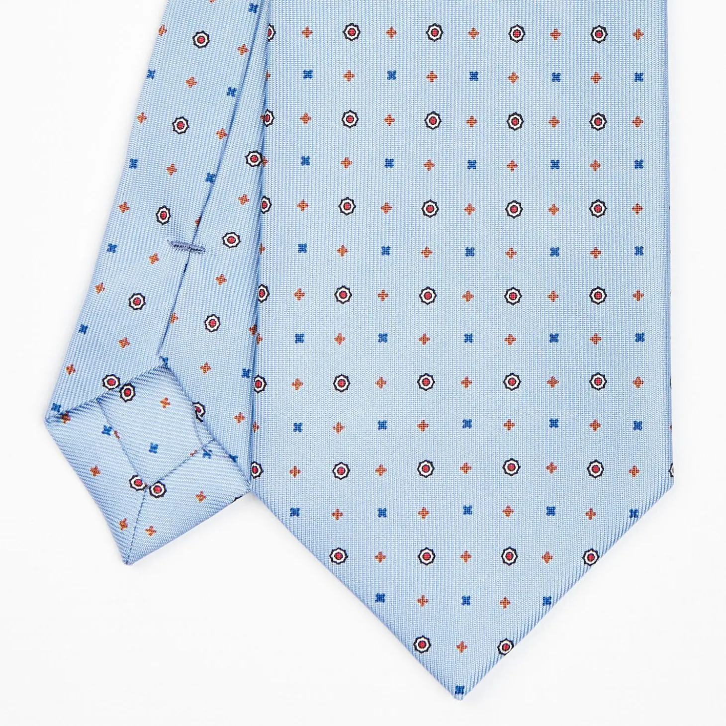 Light Blue Sartorial Classic Silk Tie - Small Flower Designs