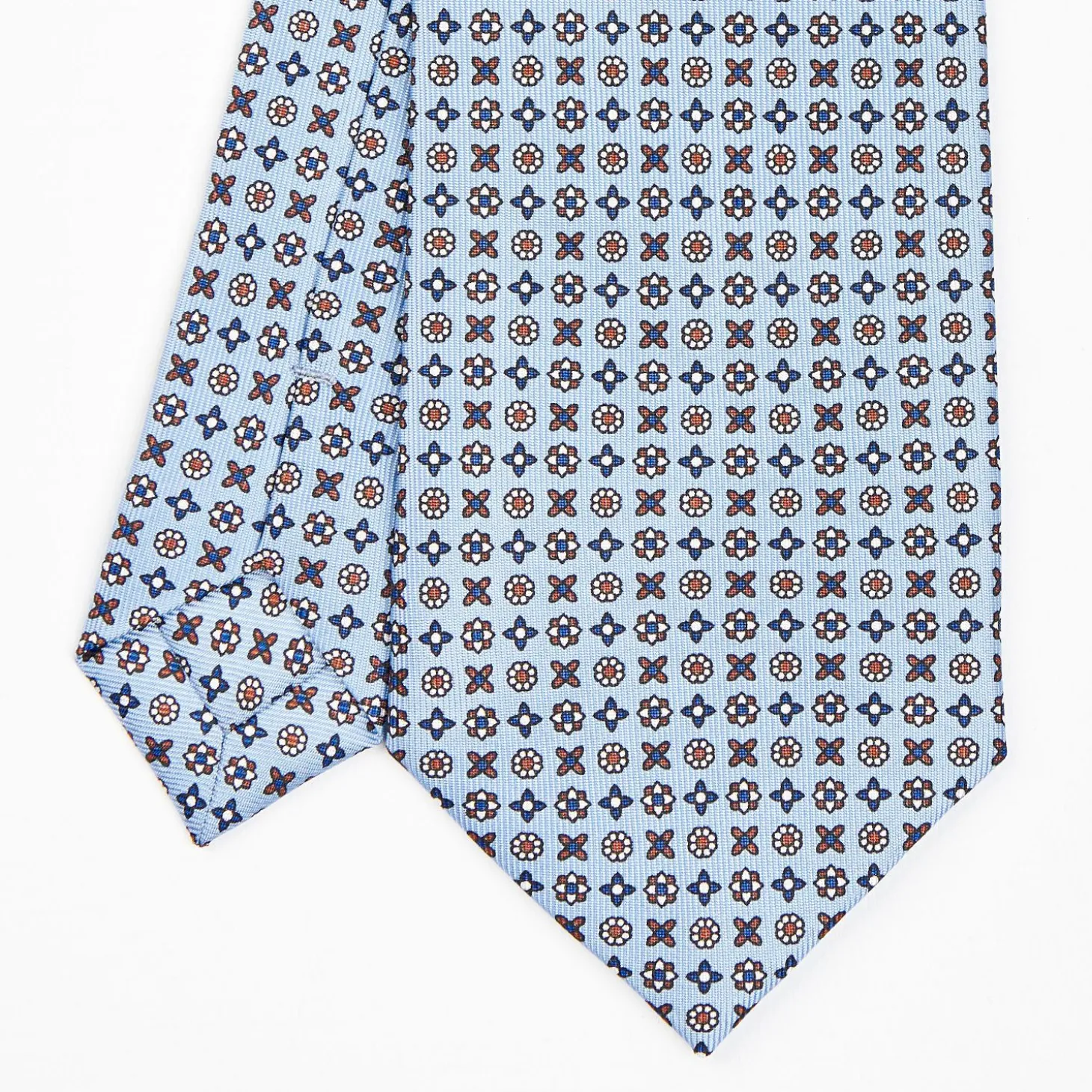 Light Blue Sartorial Classic Silk Tie - Small Flower Designs