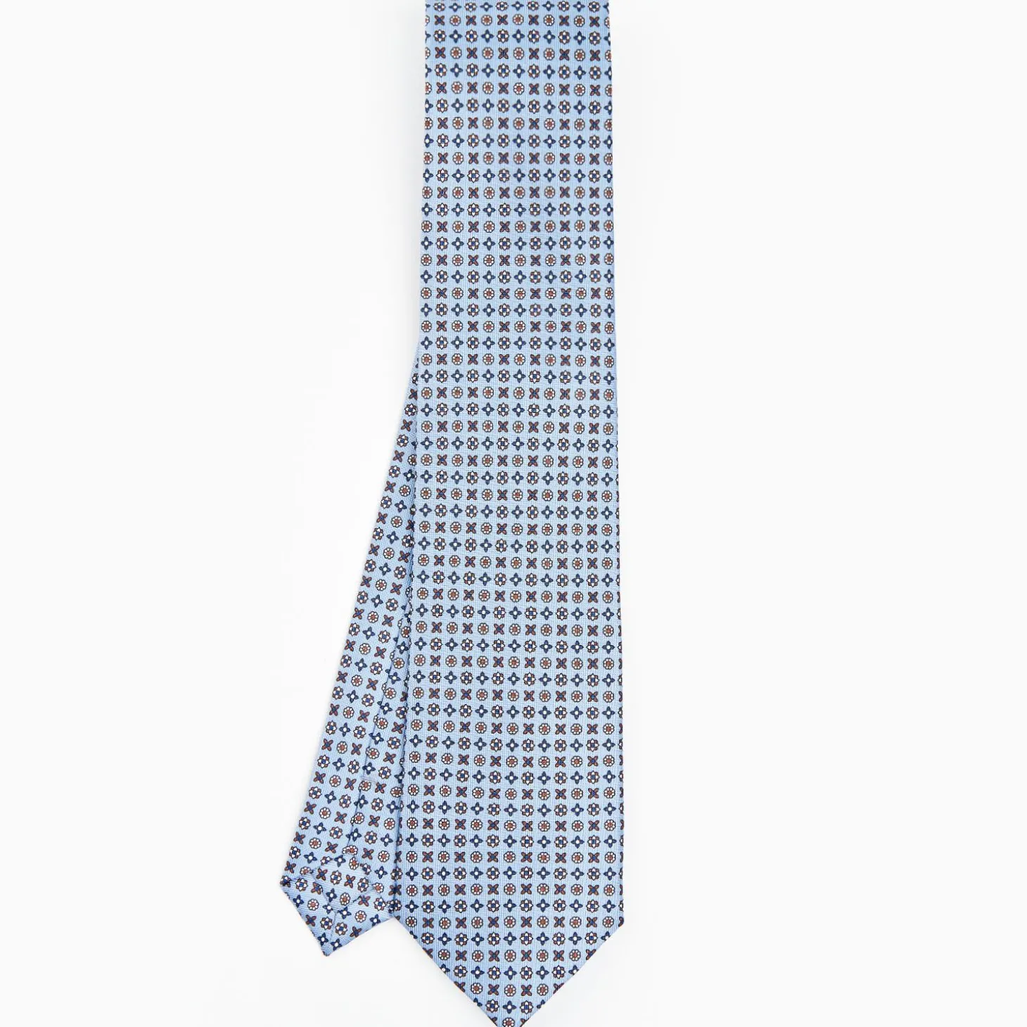 Light Blue Sartorial Classic Silk Tie - Small Flower Designs