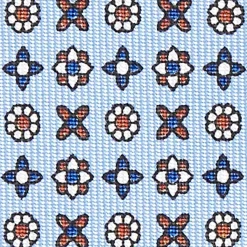 Light Blue Sartorial Classic Silk Tie - Small Flower Designs