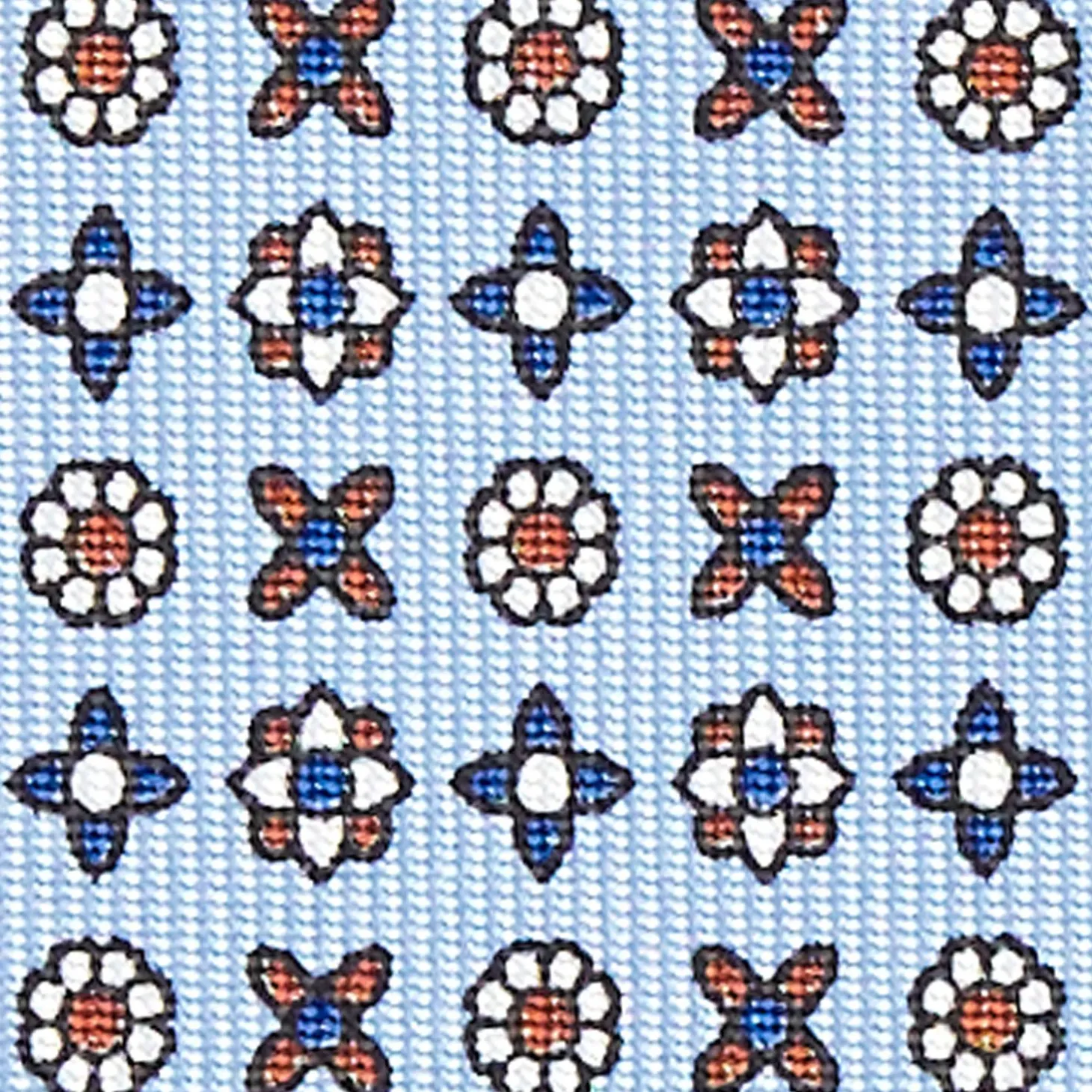 Light Blue Sartorial Classic Silk Tie - Small Flower Designs
