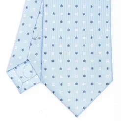 Light Blue Sartorial Classic Silk Tie - Small Flower Designs