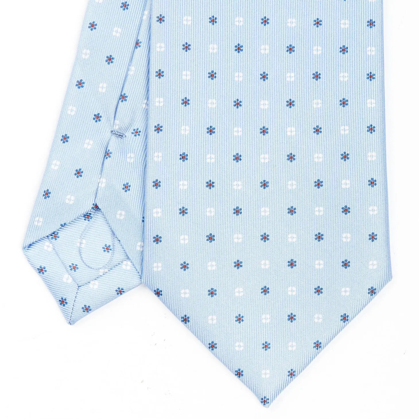 Light Blue Sartorial Classic Silk Tie - Small Flower Designs