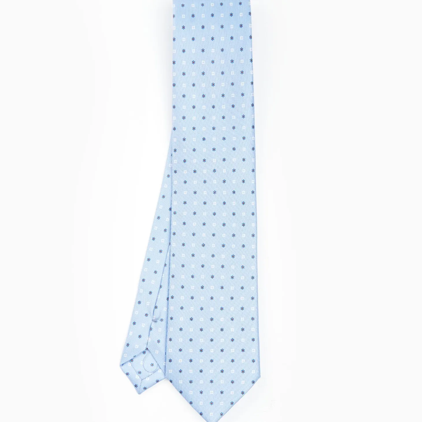 Light Blue Sartorial Classic Silk Tie - Small Flower Designs