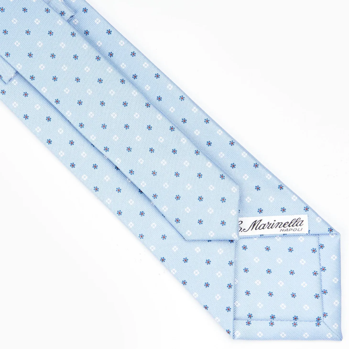 Light Blue Sartorial Classic Silk Tie - Small Flower Designs