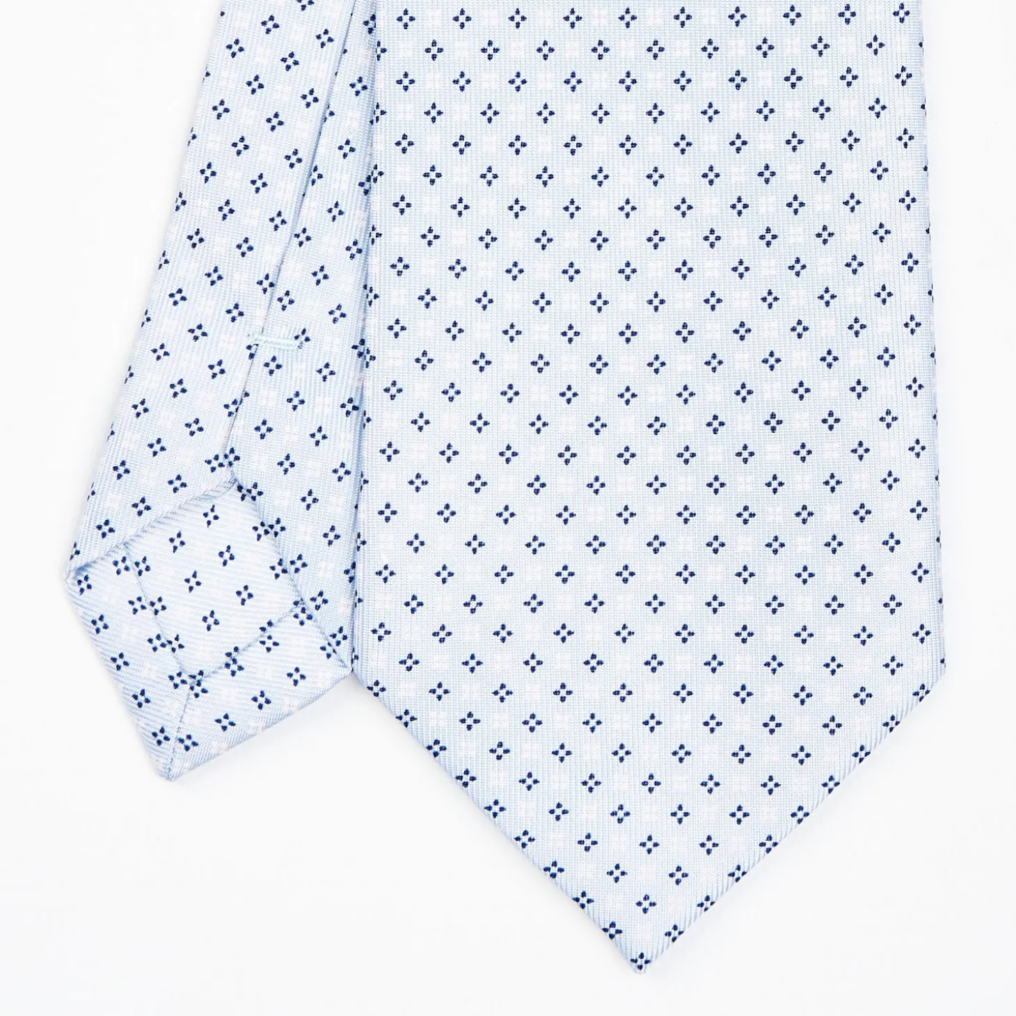 Light Blue Sartorial Classic Silk Tie - Small Flower Designs