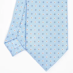 Light Blue Sartorial Classic Silk Tie - Small Flower Designs