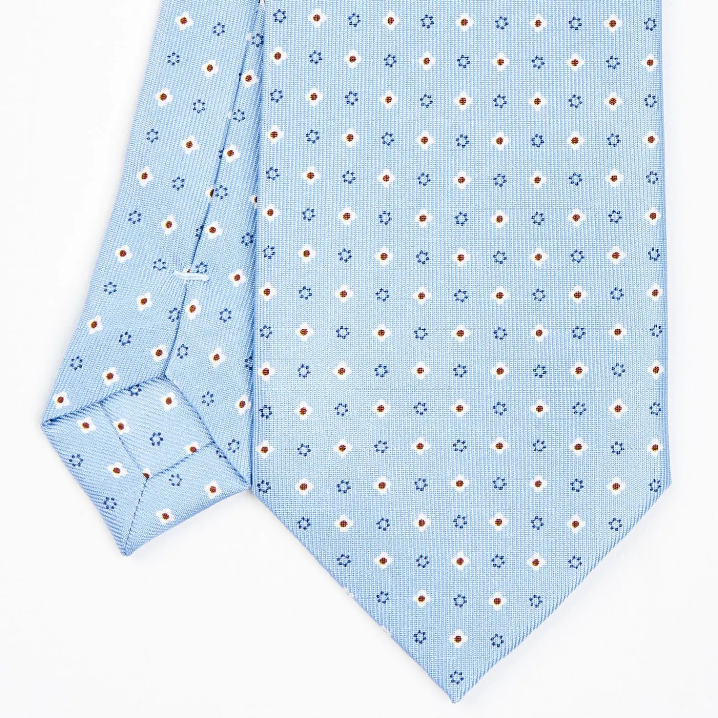 Light Blue Sartorial Classic Silk Tie - Small Flower Designs