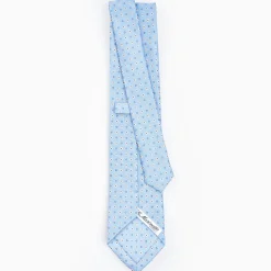 Light Blue Sartorial Classic Silk Tie - Small Flower Designs
