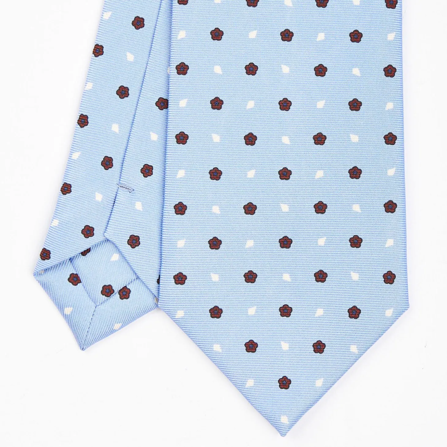 Light Blue Sartorial Classic Silk Tie - Small Flower Designs