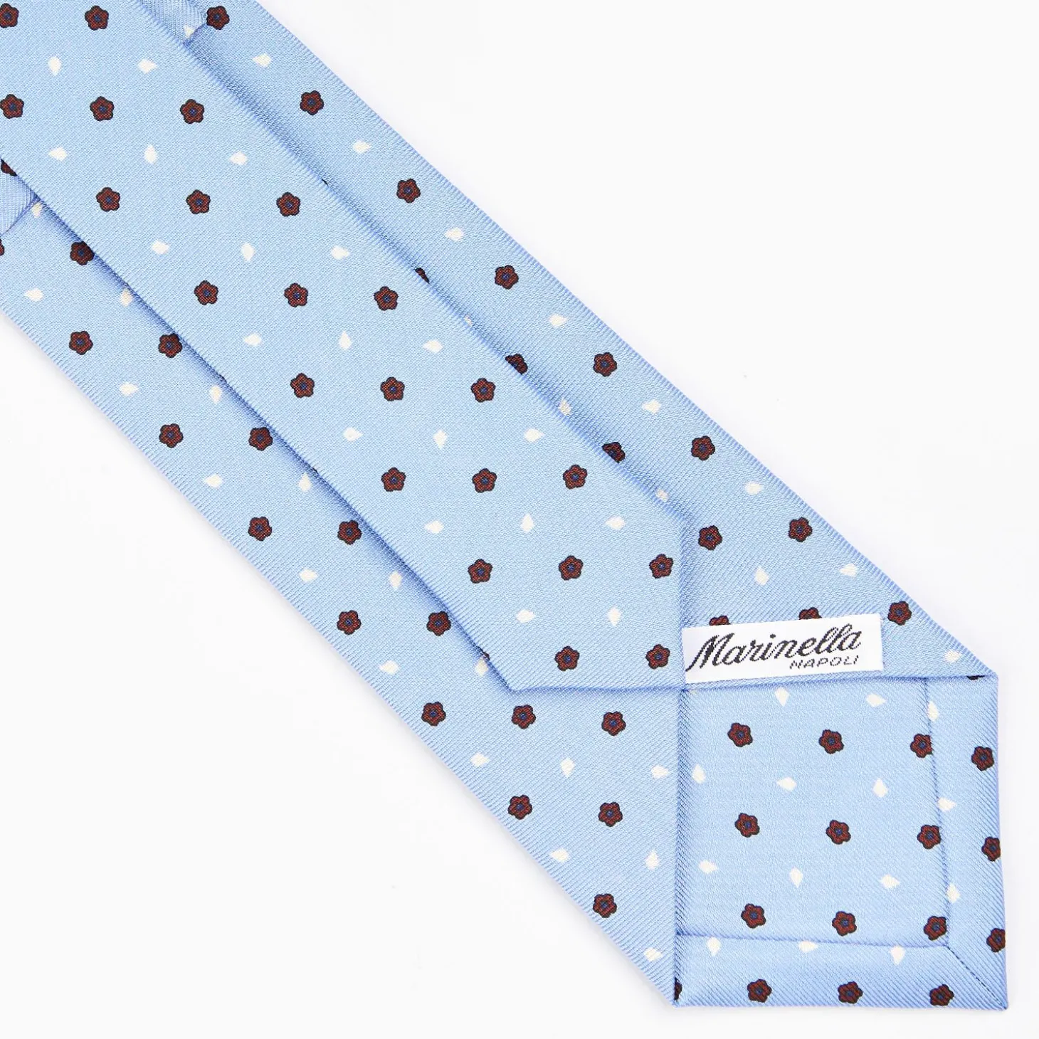 Light Blue Sartorial Classic Silk Tie - Small Flower Designs