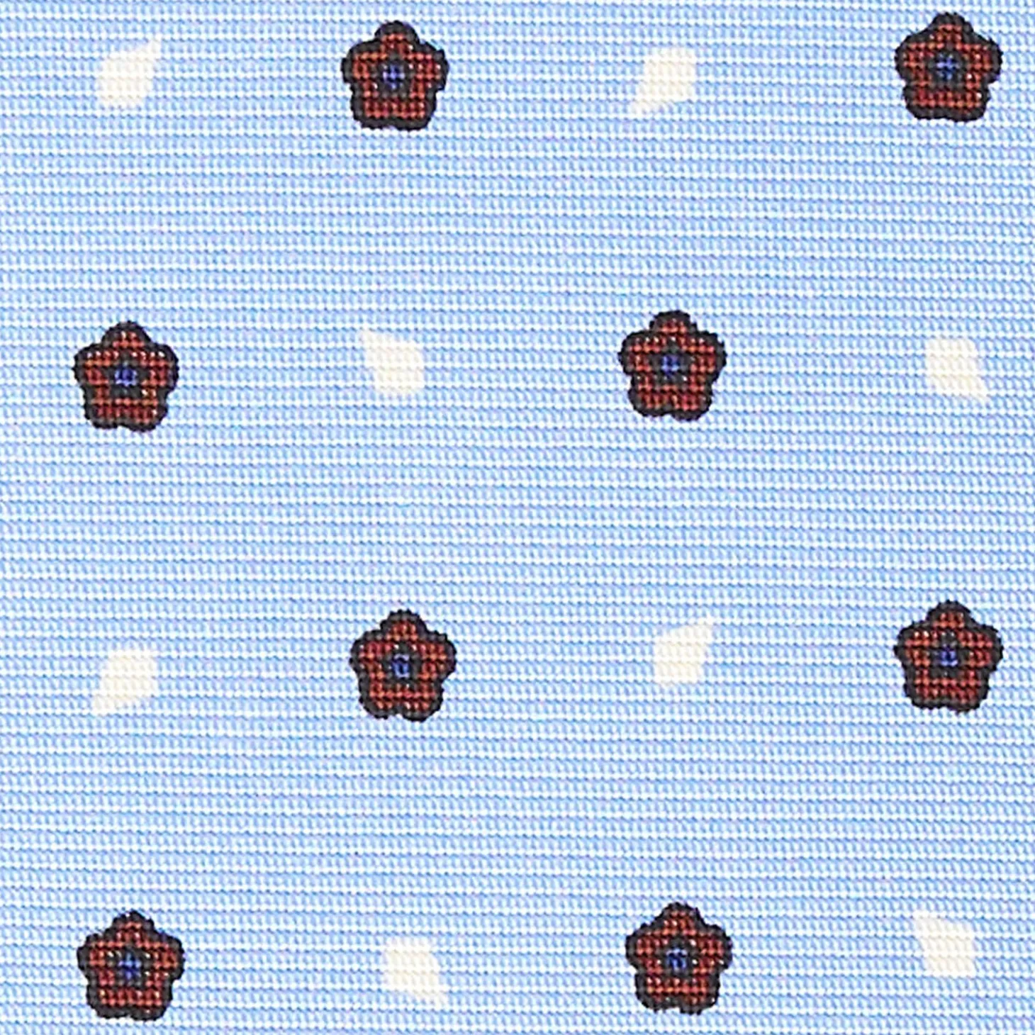 Light Blue Sartorial Classic Silk Tie - Small Flower Designs