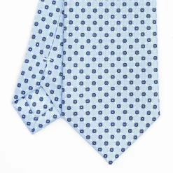 Light Blue Sartorial Classic Silk Tie - Small Flower Pattern