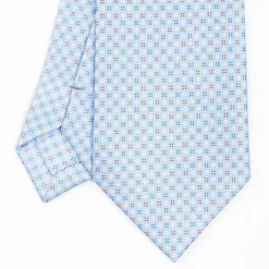 Light Blue Sartorial Classic Silk Tie - Small Flower Pattern